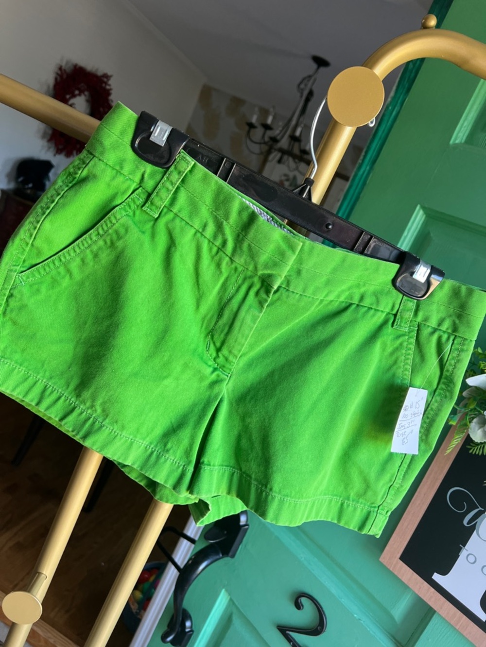 J. Crew lowrise hipster Green Cotton Jean Shorts size 4